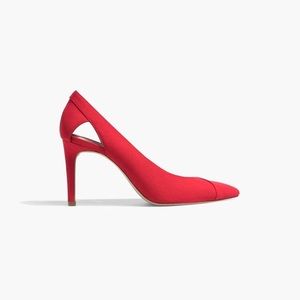 STRADIVARIUS Red cut-out court shoes